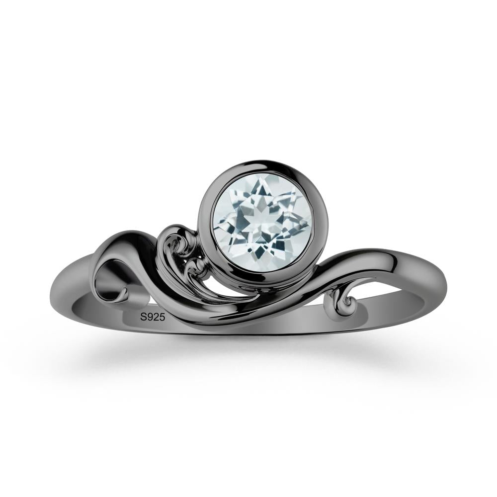 Unique Aquamarine Wave Ring - LUO Jewelry #metal_black finish sterling silver