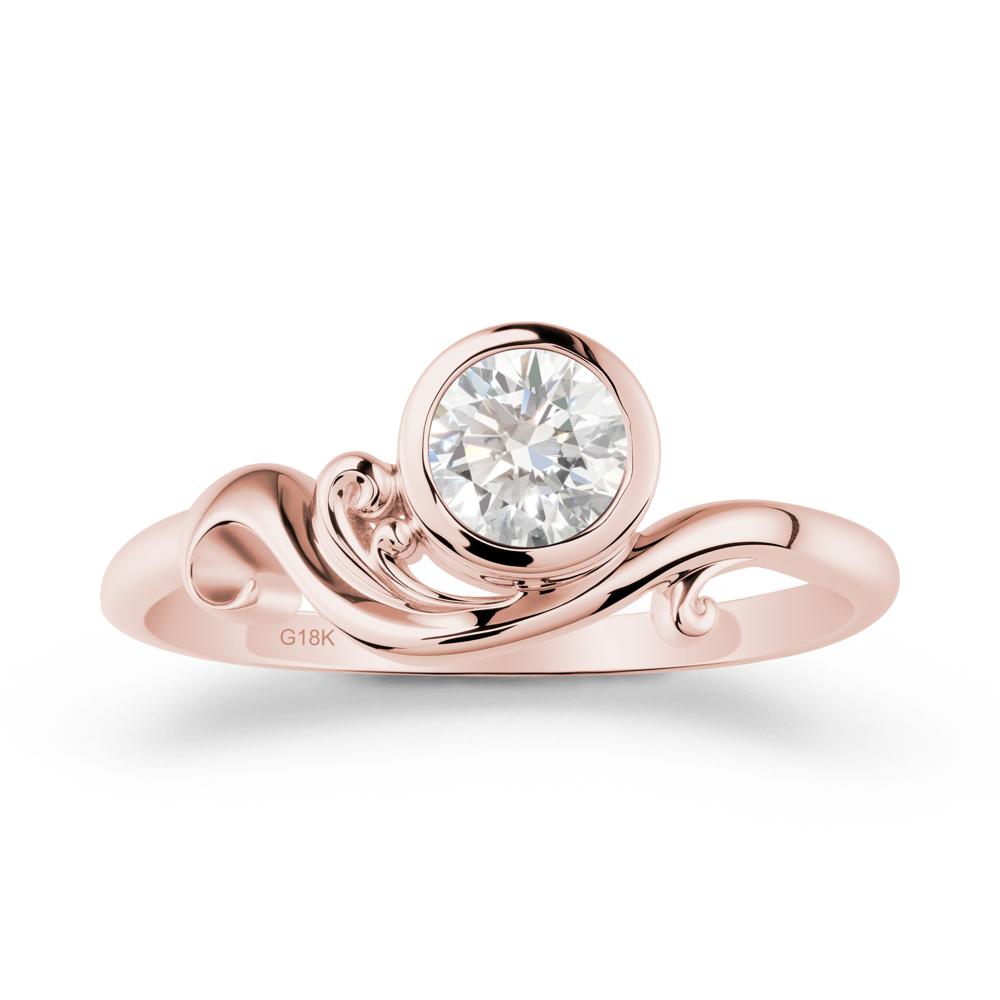 Bezel Setting Round Diamond Wave Ring - LUO Jewelry #metal_18k rose gold
