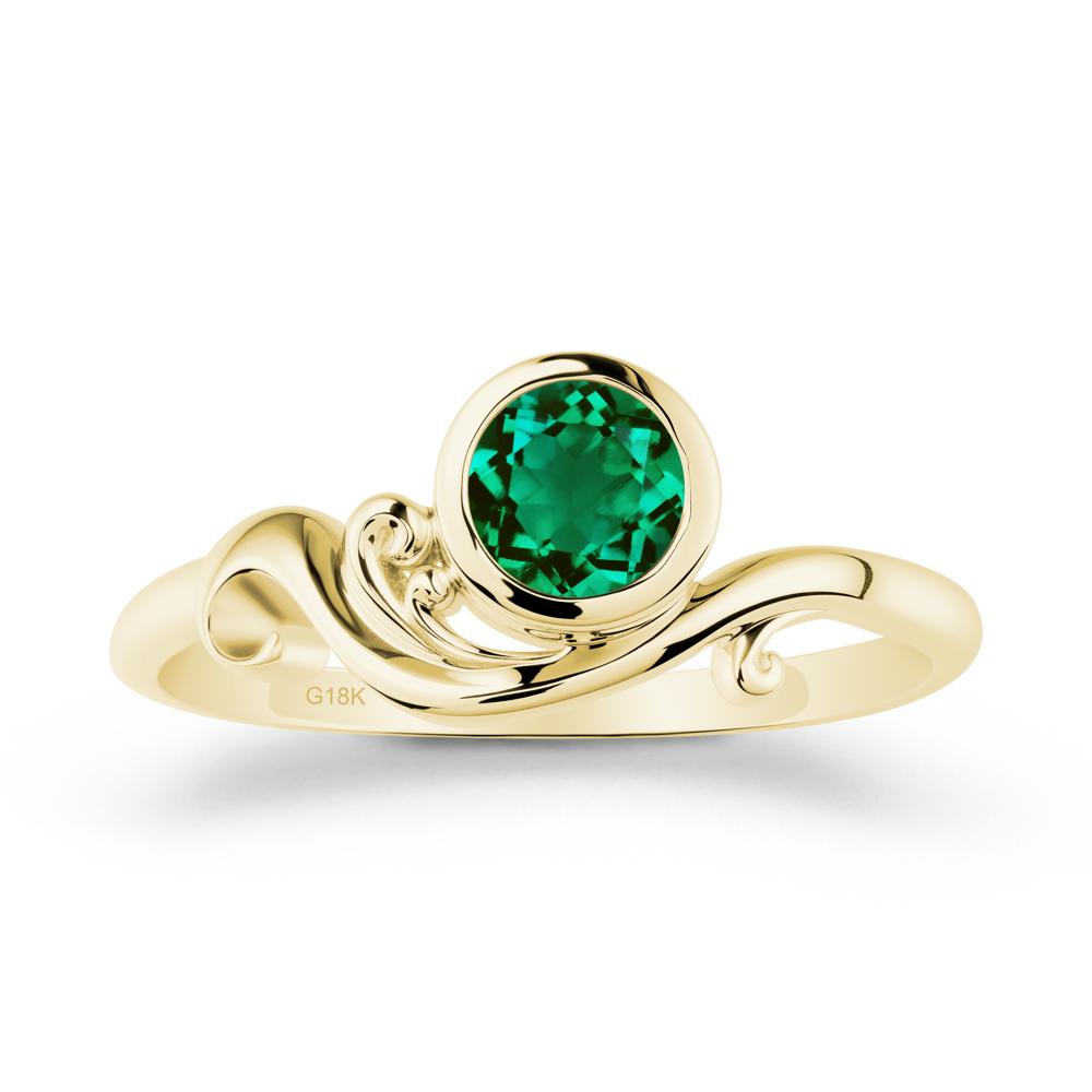 Unique Emerald Wave Ring - LUO Jewelry #metal_18k yellow gold
