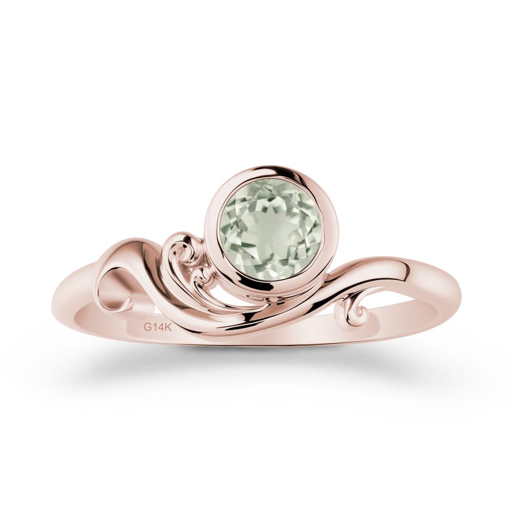 Green Amethyst Ring with Bezel Setting - LUO Jewelry #metal_14k rose gold