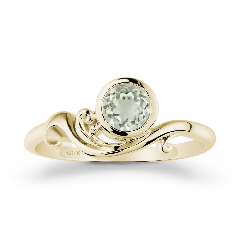 Green Amethyst Ring with Bezel Setting - LUO Jewelry #metal_14k yellow gold