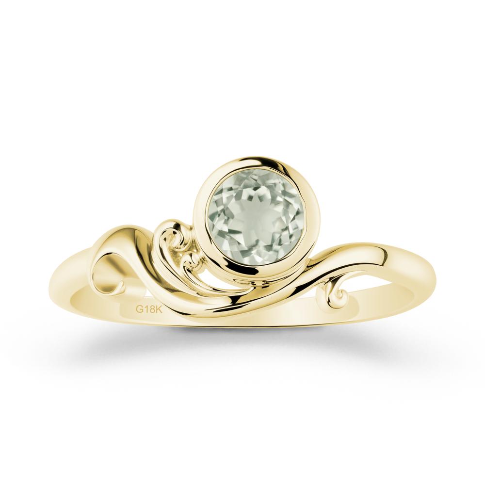 Green Amethyst Ring with Bezel Setting - LUO Jewelry #metal_18k yellow gold