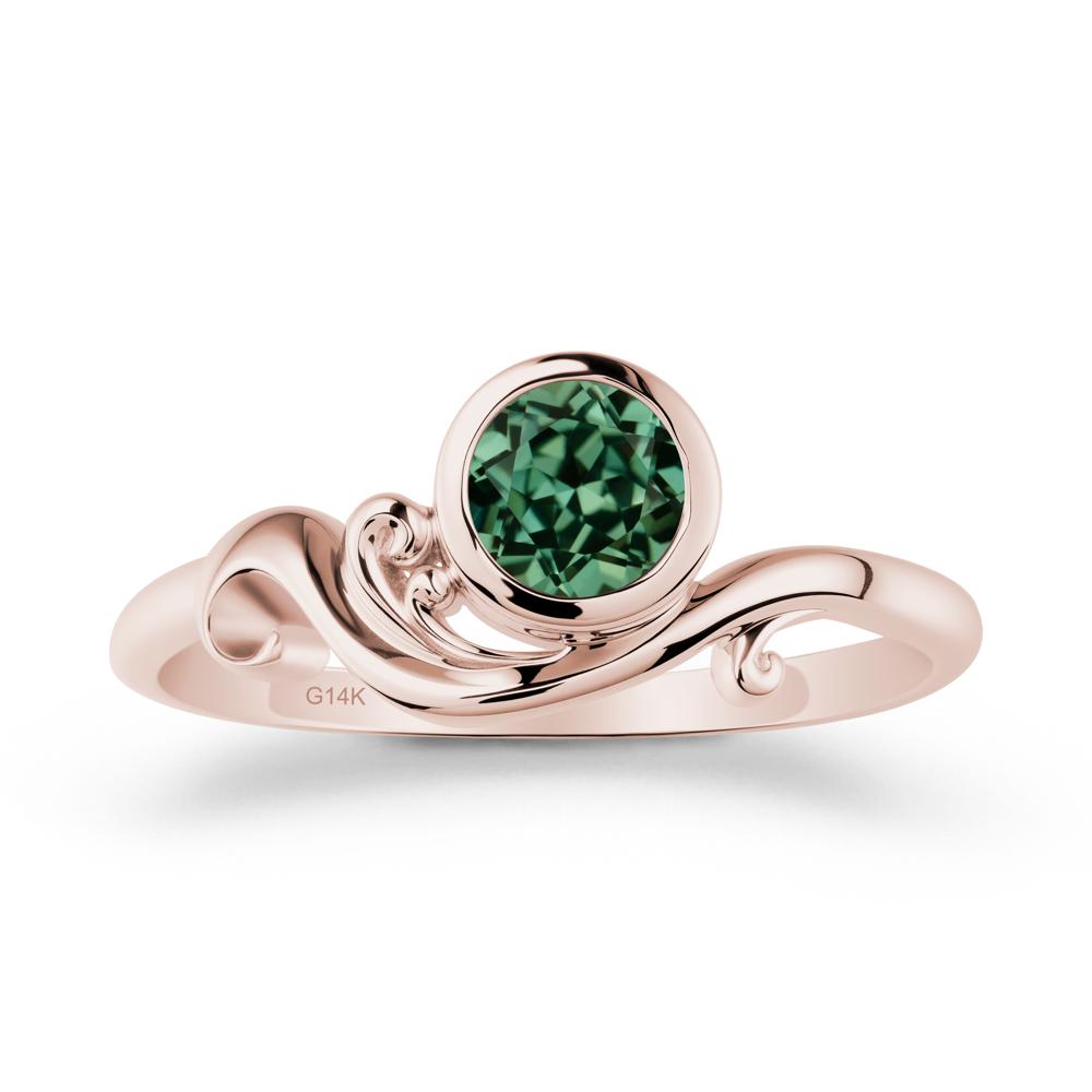 Unique Green Sapphire Wave Ring - LUO Jewelry #metal_14k rose gold