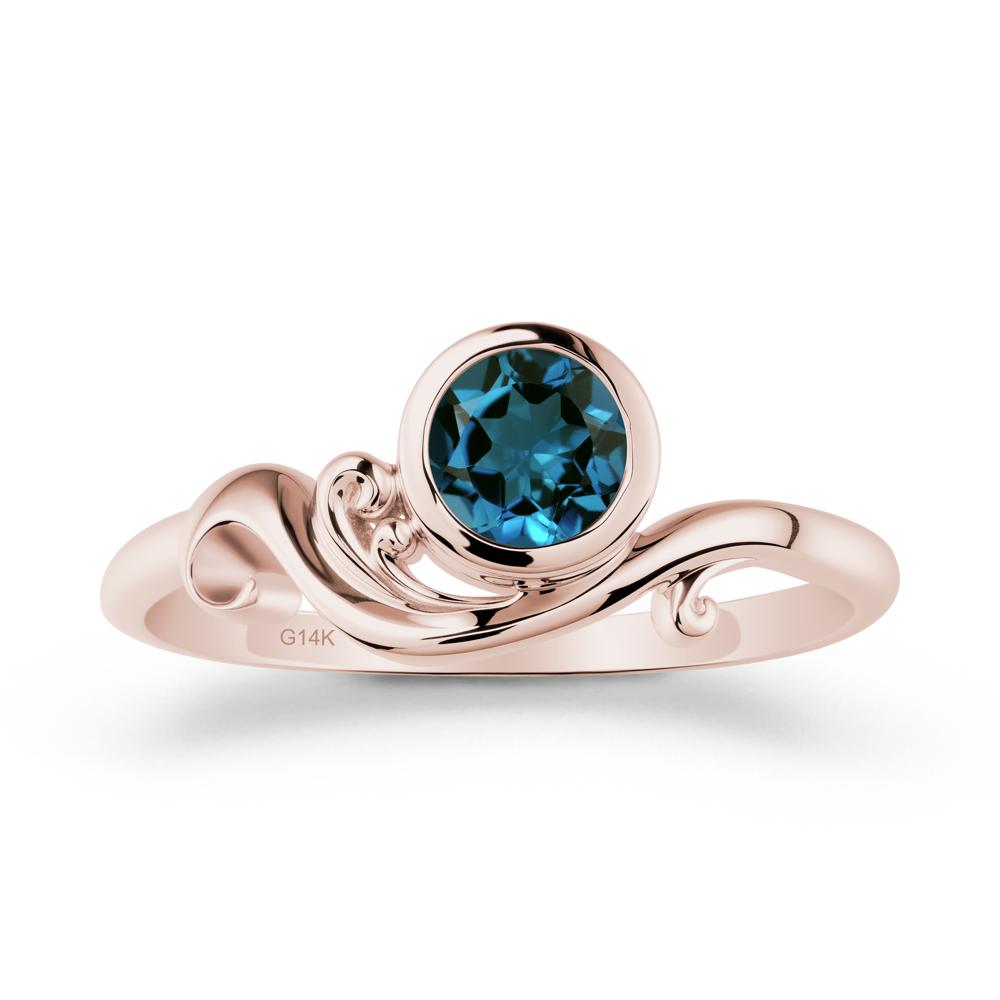 London Blue Topaz Ring with Bezel Setting - LUO Jewelry #metal_14k rose gold