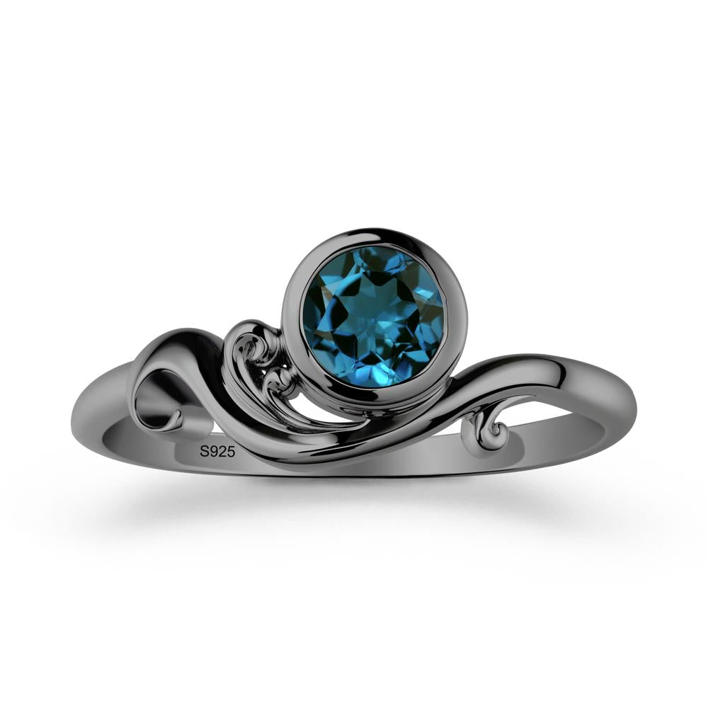 London Blue Topaz Ring with Bezel Setting - LUO Jewelry #metal_black finish sterling silver