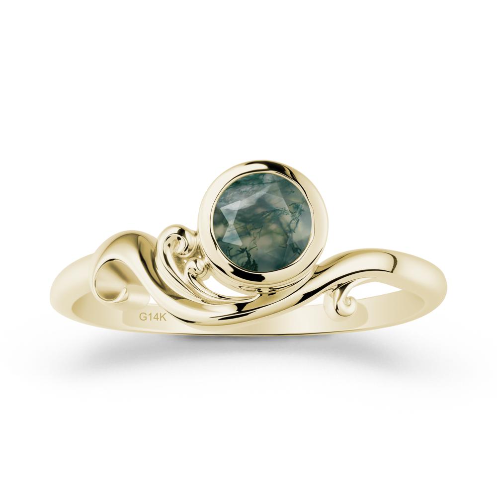 Unique Moss Agate Wave Ring - LUO Jewelry #metal_14k yellow gold