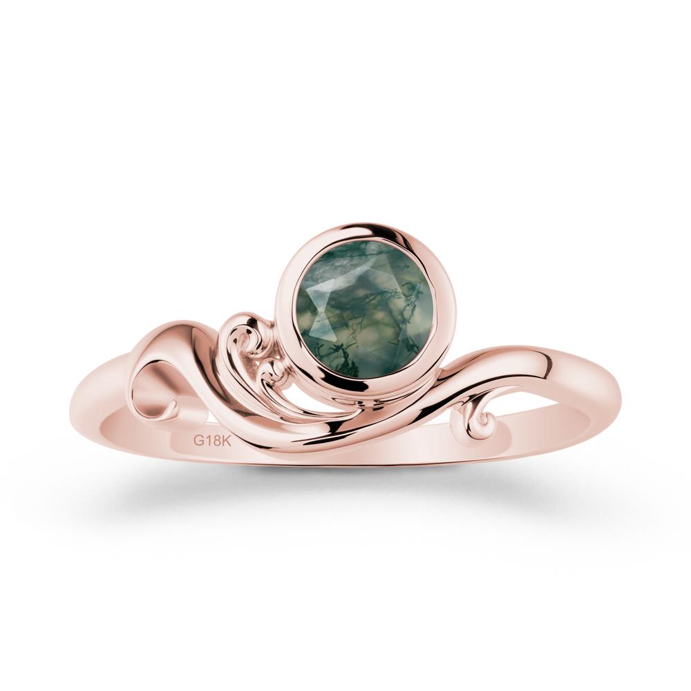 Unique Moss Agate Wave Ring - LUO Jewelry #metal_18k rose gold