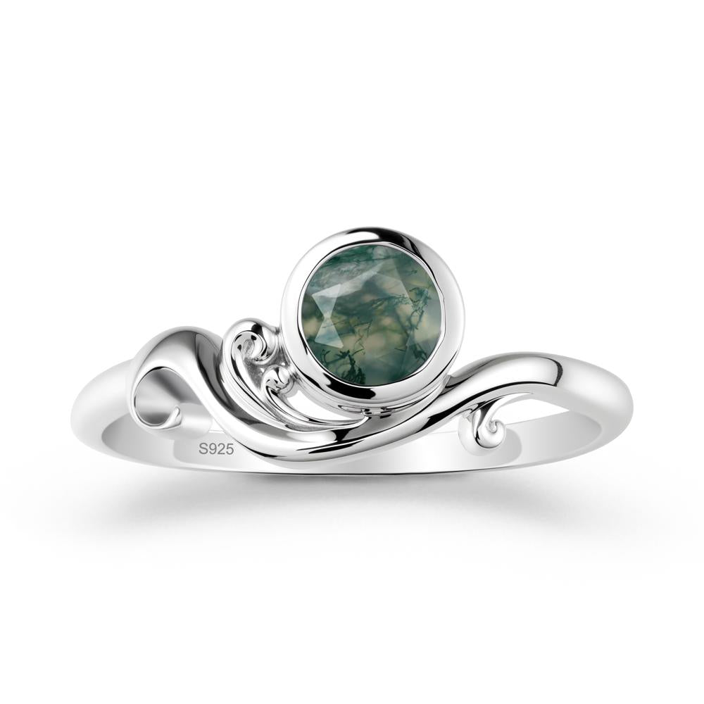 Unique Moss Agate Wave Ring - LUO Jewelry #metal_sterling silver