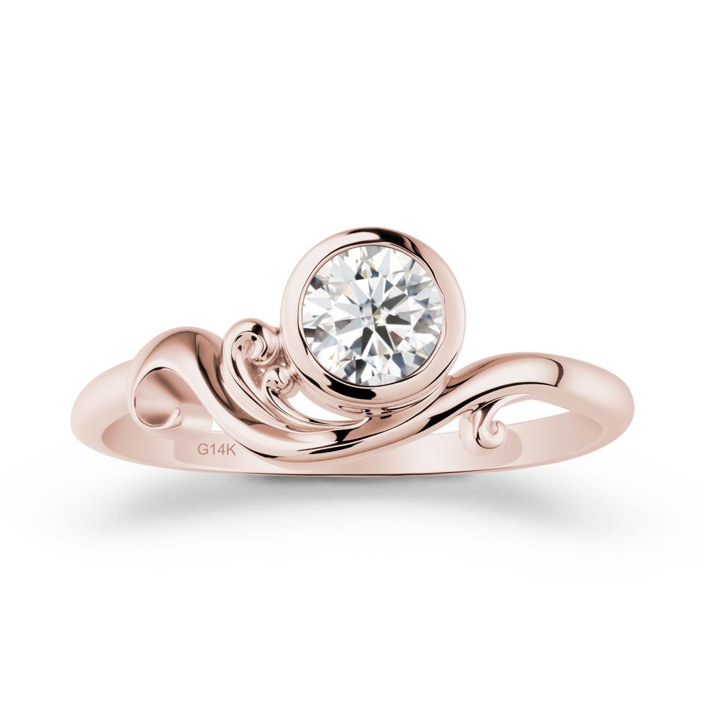 Unique Moissanite Wave Ring - LUO Jewelry #metal_14k rose gold