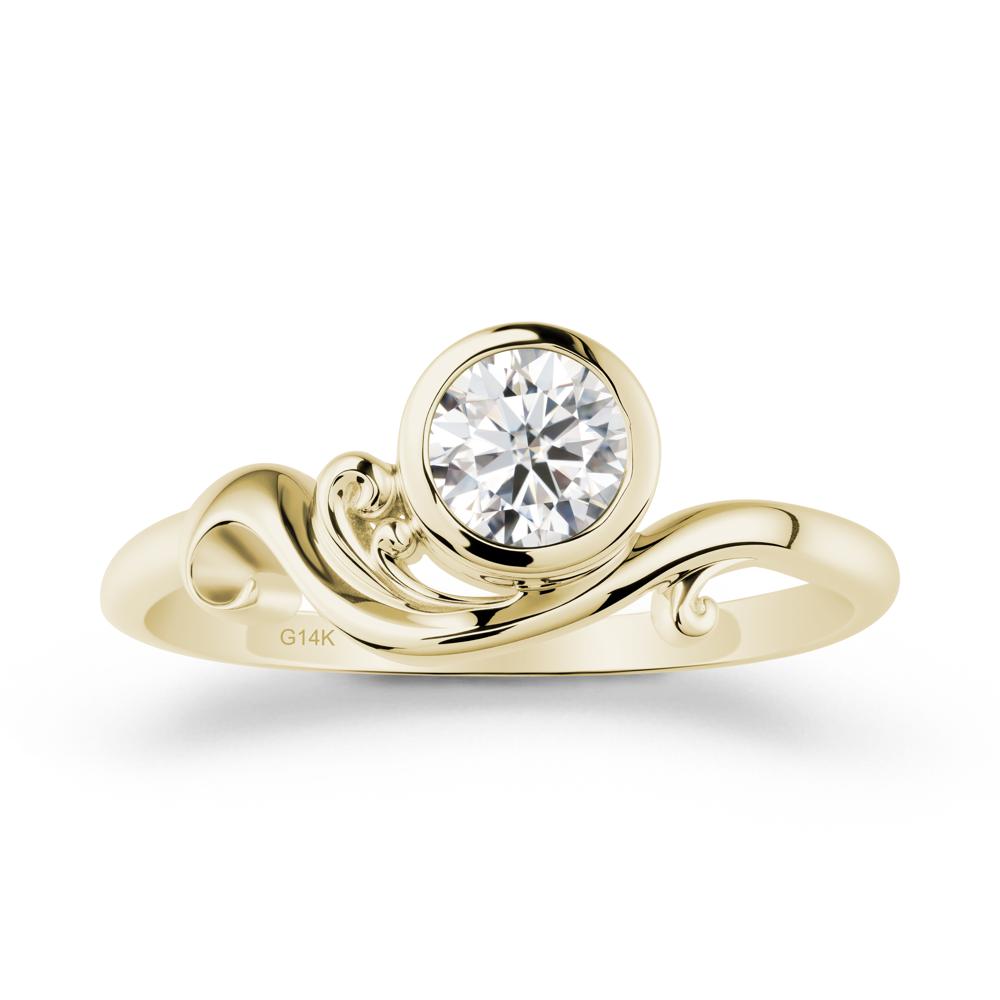 Unique Moissanite Wave Ring - LUO Jewelry #metal_14k yellow gold