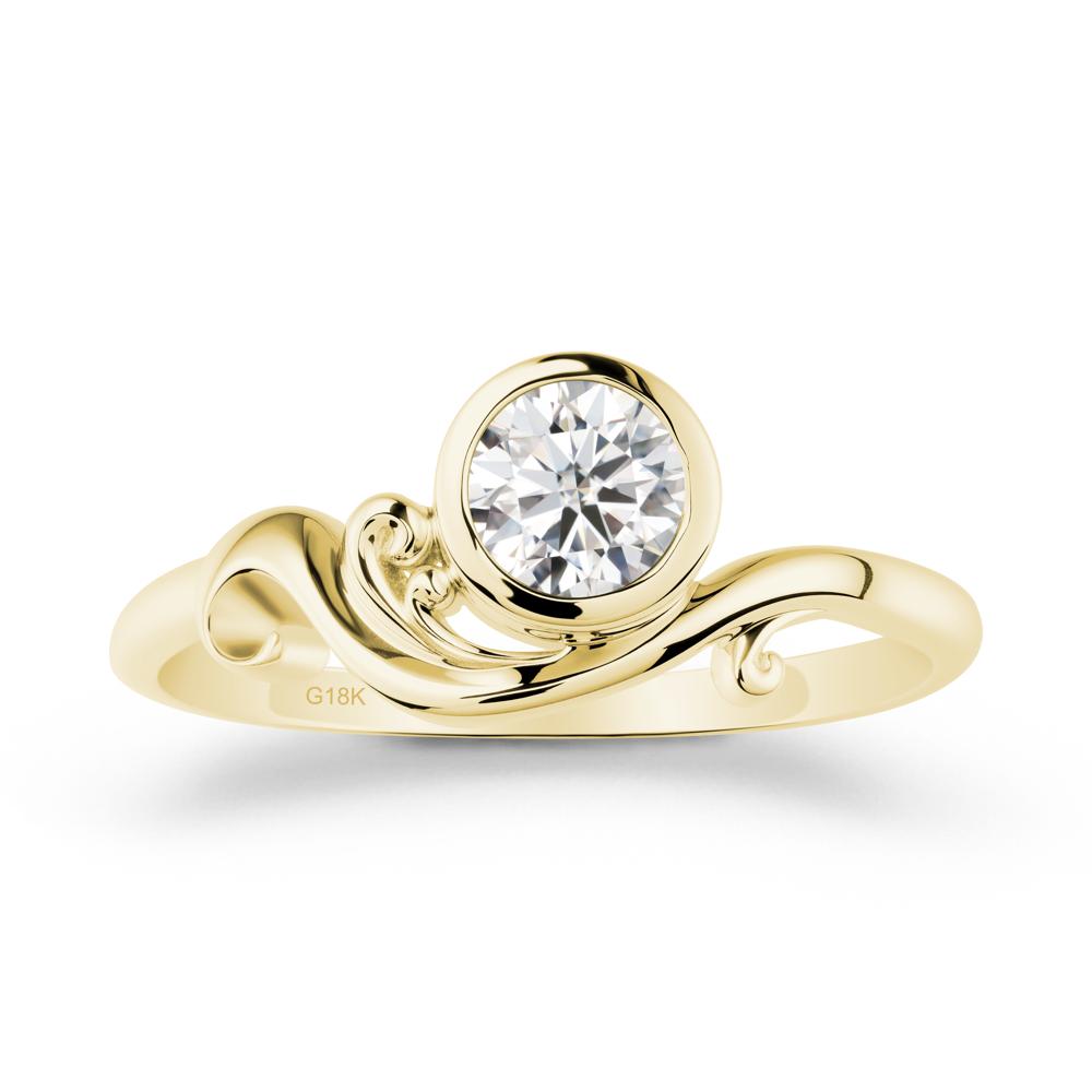 Unique Moissanite Wave Ring - LUO Jewelry #metal_18k yellow gold