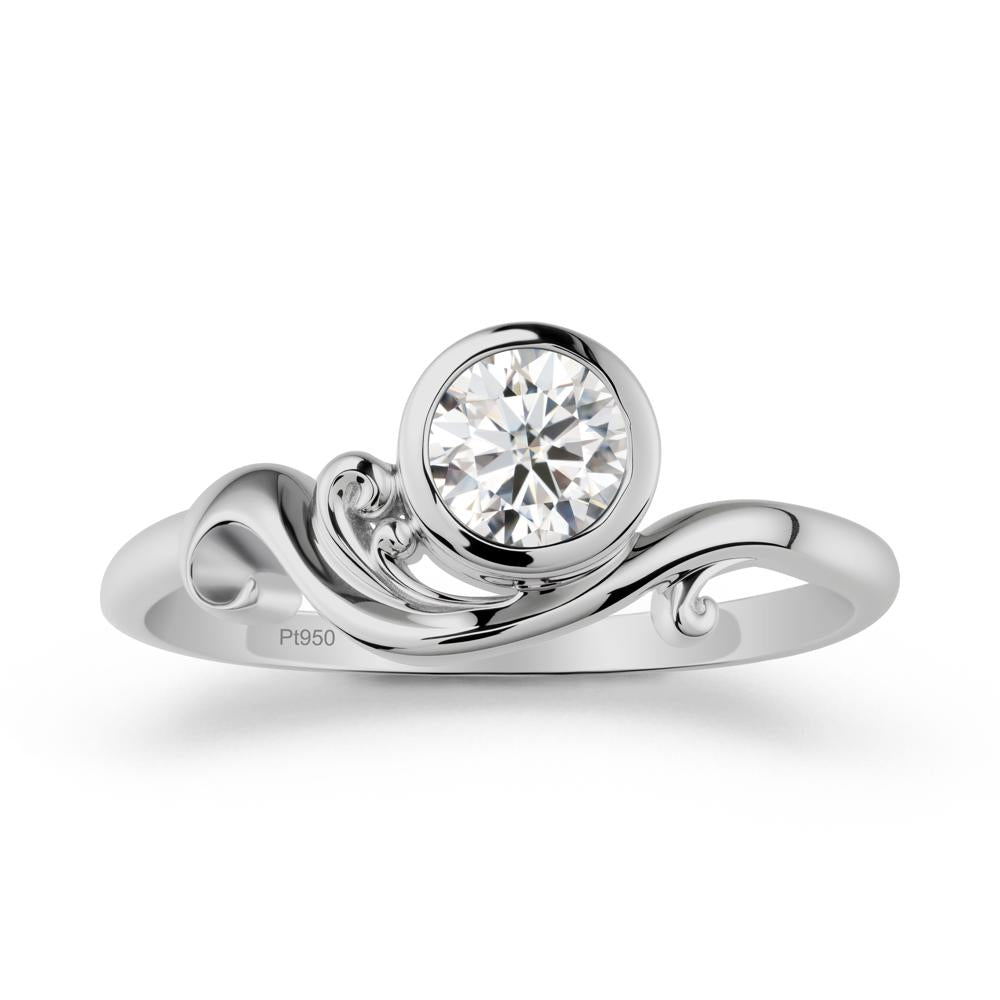 Unique Moissanite Wave Ring - LUO Jewelry #metal_platinum