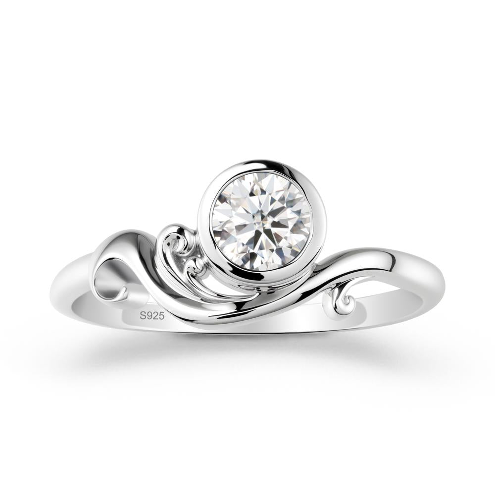 Unique Moissanite Wave Ring - LUO Jewelry #metal_sterling silver