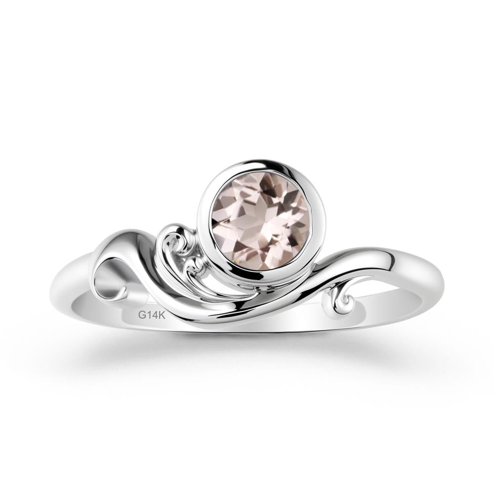 Morganite Ring with Bezel Setting - LUO Jewelry #metal_14k white gold