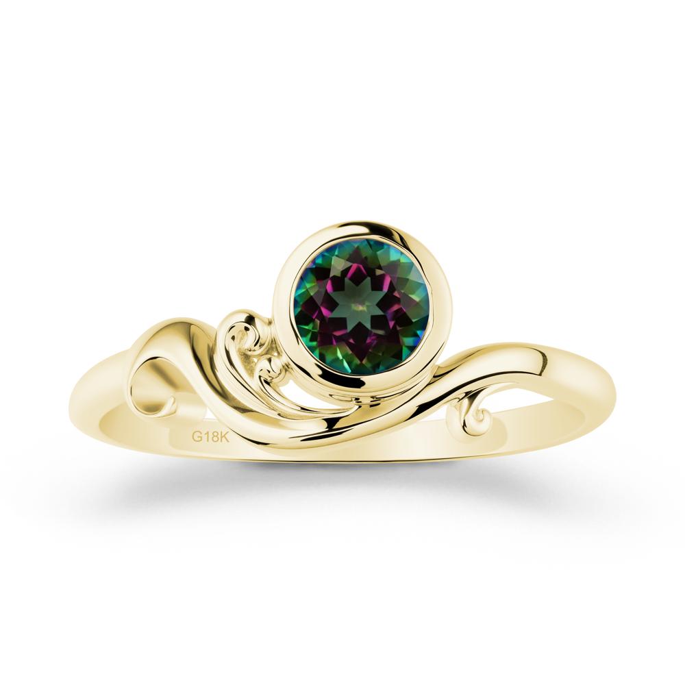 Unique Mystic Topaz Wave Ring - LUO Jewelry #metal_18k yellow gold