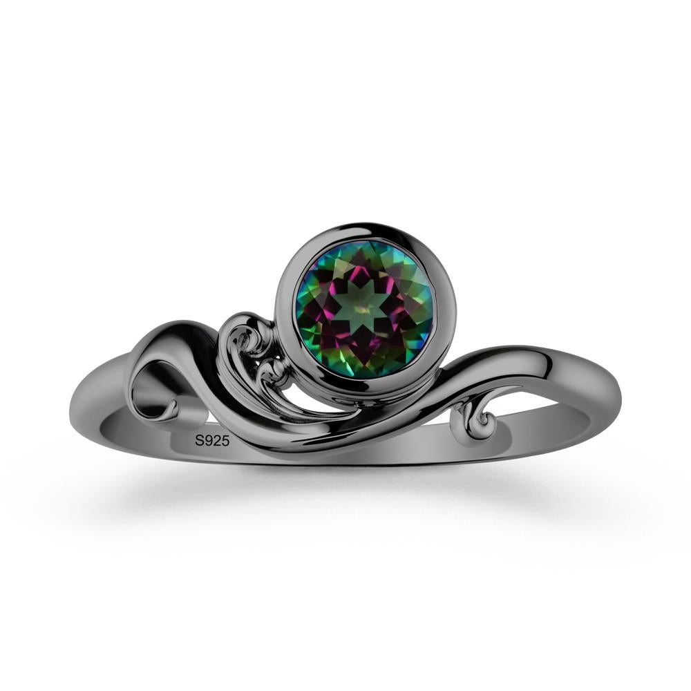 Unique Mystic Topaz Wave Ring - LUO Jewelry #metal_black finish sterling silver