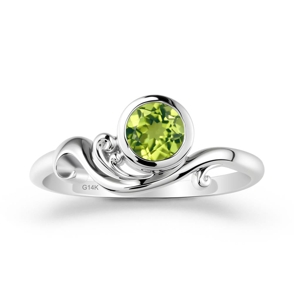 Peridot Ring with Bezel Setting - LUO Jewelry #metal_14k white gold