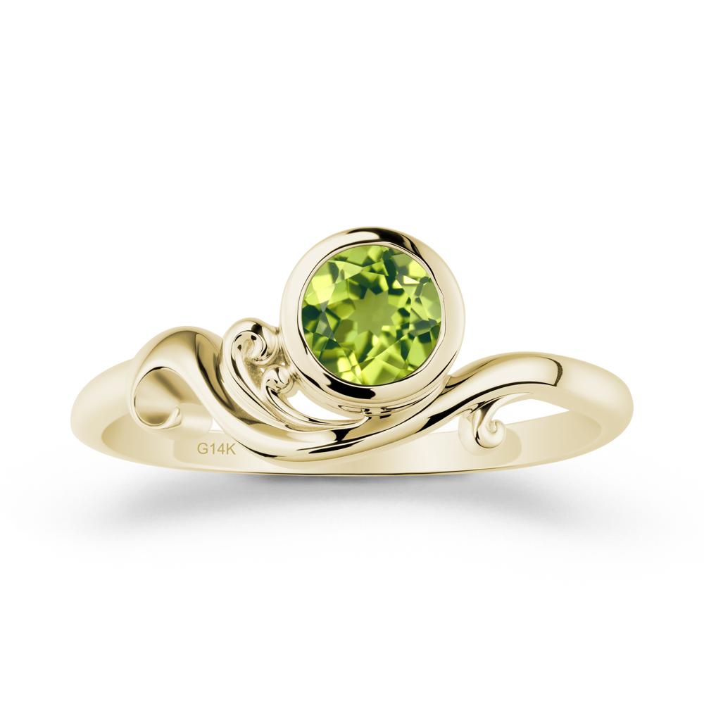 Peridot Ring with Bezel Setting - LUO Jewelry #metal_14k yellow gold