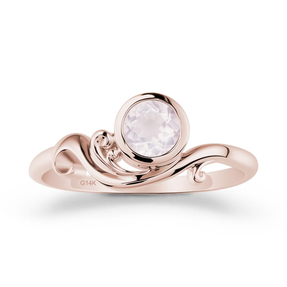 Unique Rose Quartz Wave Ring - LUO Jewelry #metal_14k rose gold