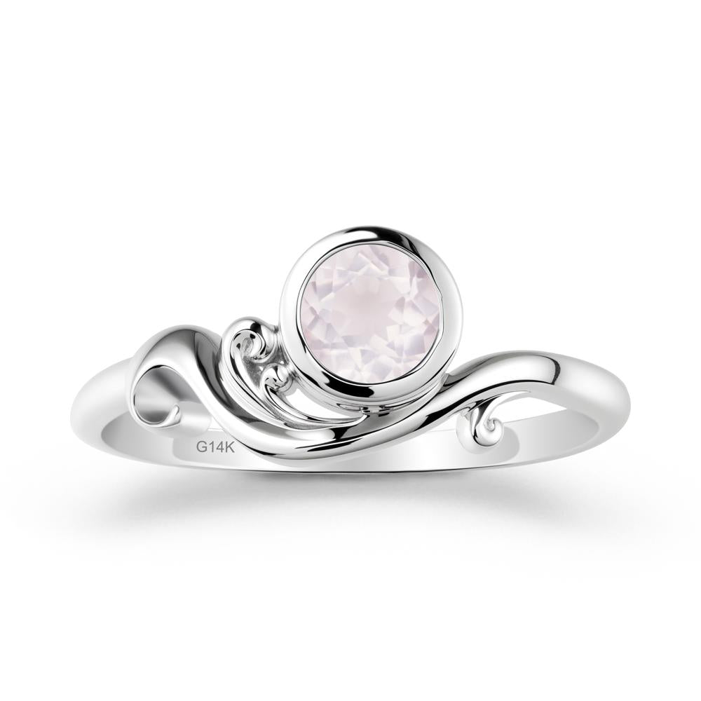 Unique Rose Quartz Wave Ring - LUO Jewelry #metal_14k white gold