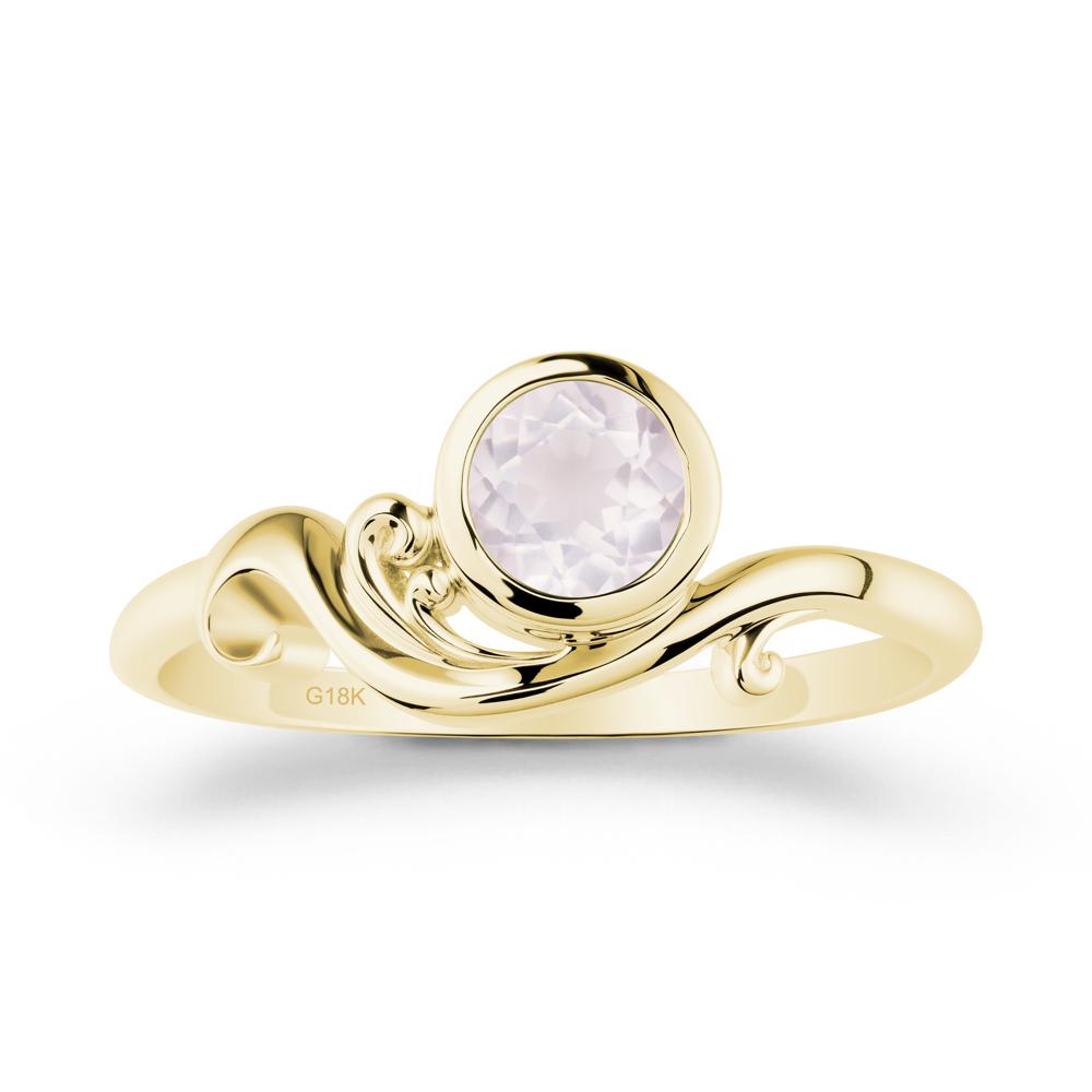 Unique Rose Quartz Wave Ring - LUO Jewelry #metal_18k yellow gold