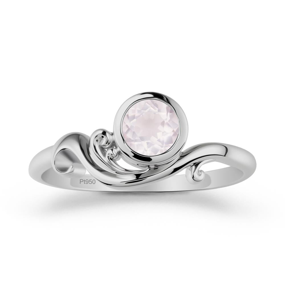 Unique Rose Quartz Wave Ring - LUO Jewelry #metal_platinum