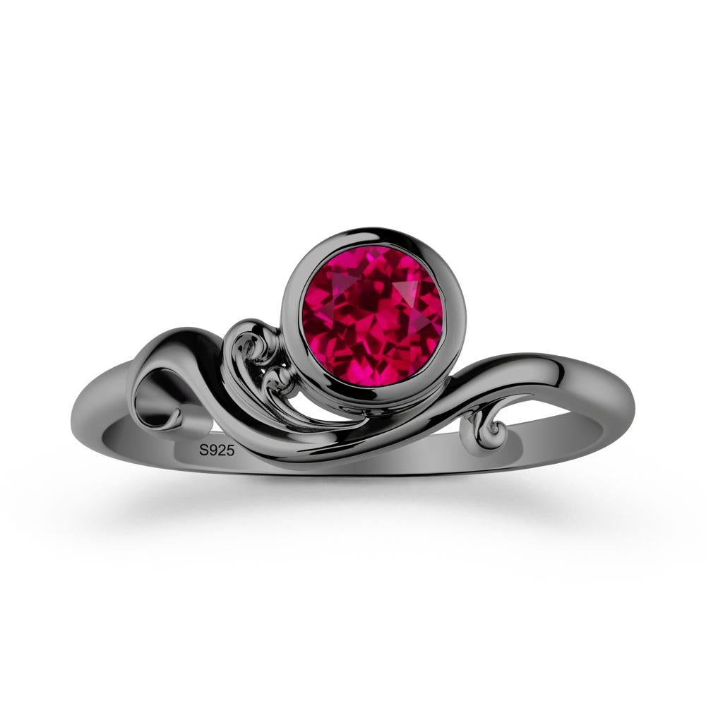 Ruby Ring with Bezel Setting - LUO Jewelry #metal_black finish sterling silver