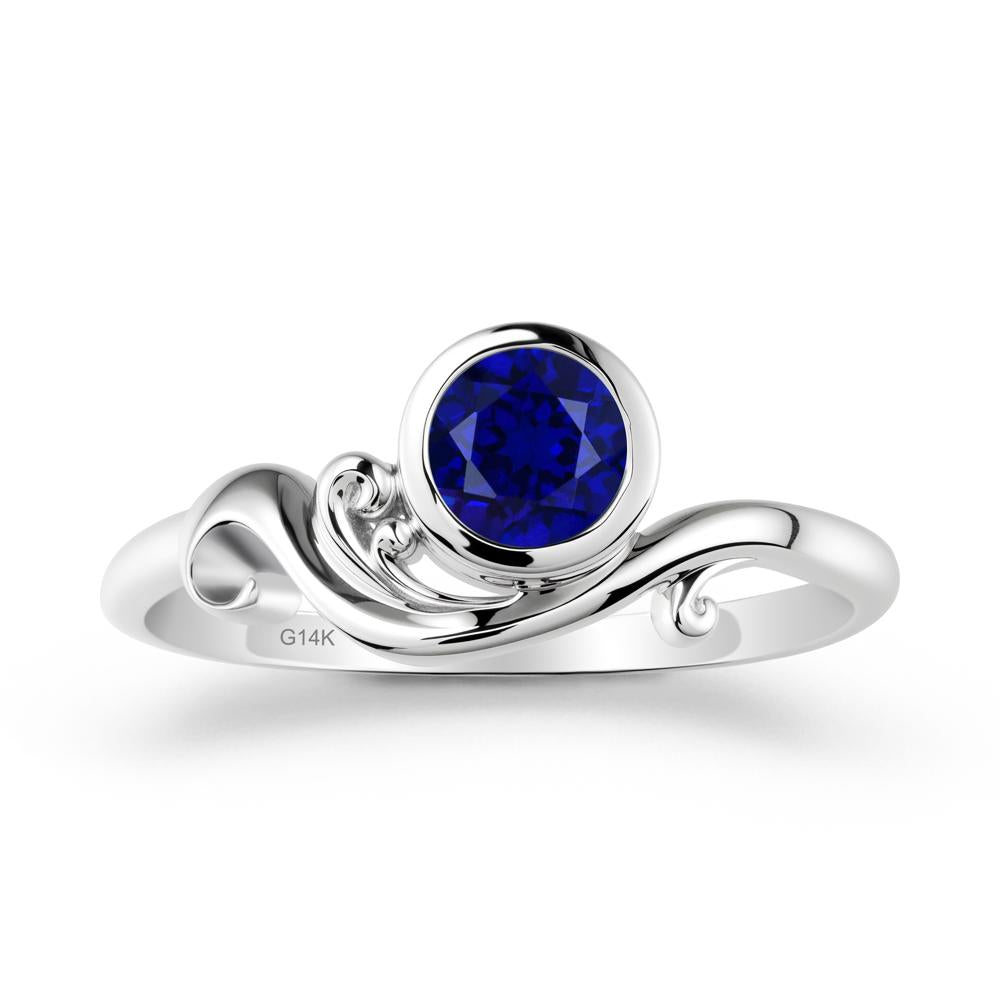 Unique Sapphire Wave Ring - LUO Jewelry #metal_14k white gold