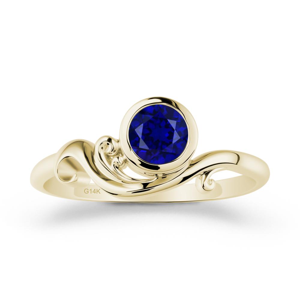 Unique Sapphire Wave Ring - LUO Jewelry #metal_14k yellow gold