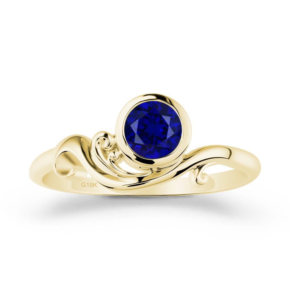 Unique Sapphire Wave Ring - LUO Jewelry #metal_18k yellow gold