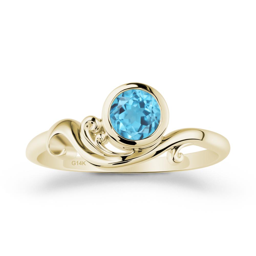 Swiss Blue Topaz Ring with Bezel Setting - LUO Jewelry #metal_14k yellow gold