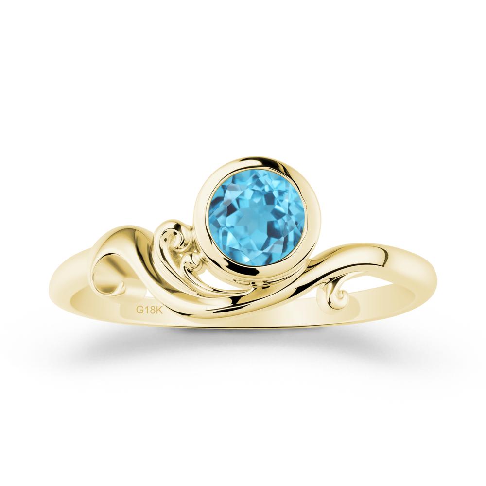 Swiss Blue Topaz Ring with Bezel Setting - LUO Jewelry #metal_18k yellow gold