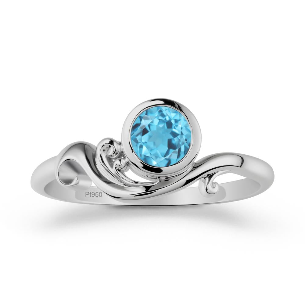 Swiss Blue Topaz Ring with Bezel Setting - LUO Jewelry #metal_platinum