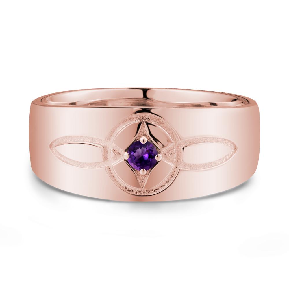 Wide Band Amethyst Ring with Celtic Knot - LUO Jewelry #metal_18k rose gold