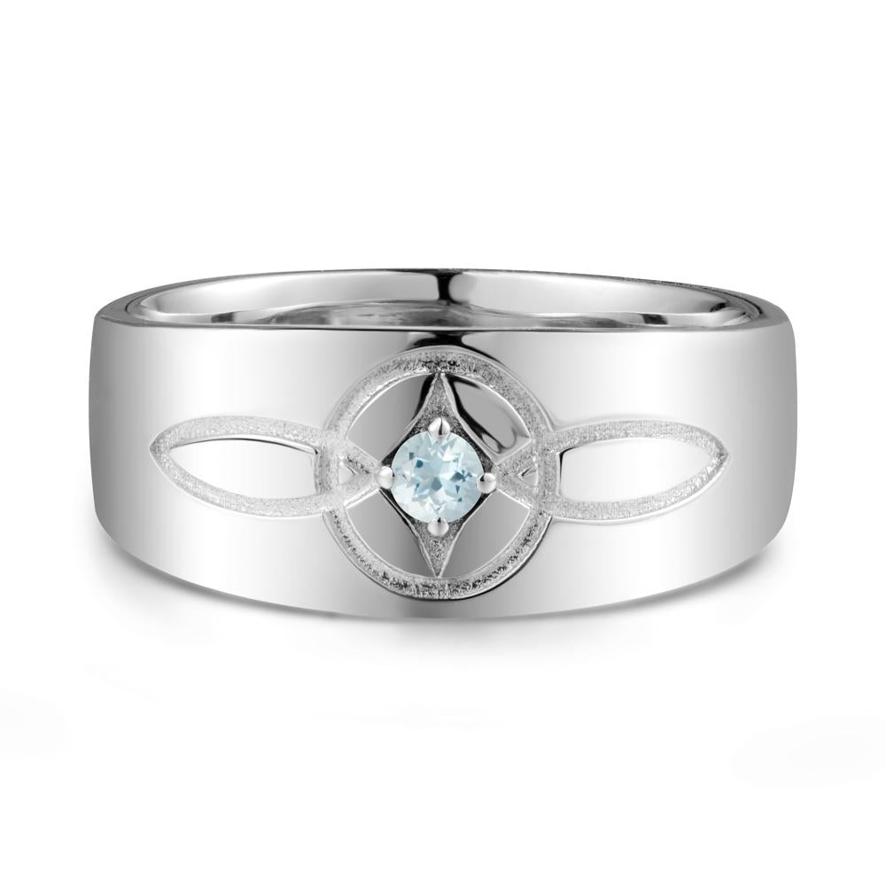Man Simple Celtic Knot Aquamarine Ring - LUO Jewelry #metal_18k white gold