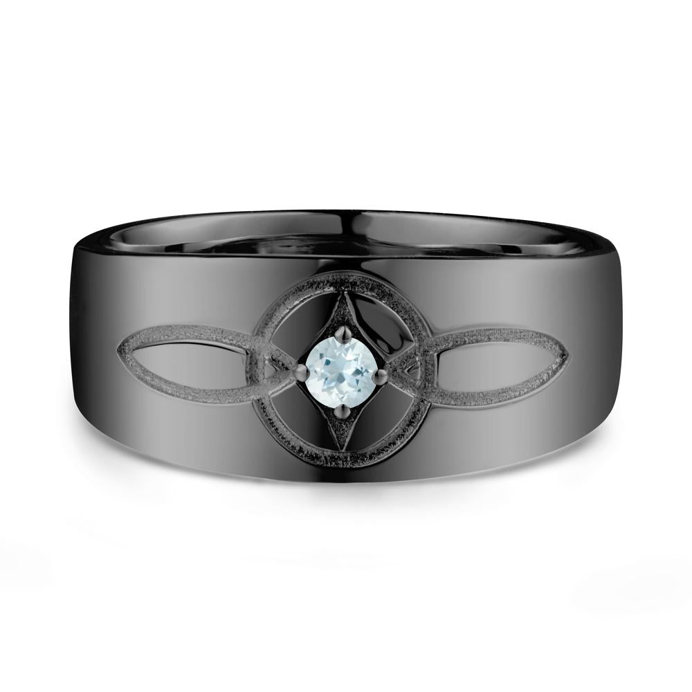 Man Simple Celtic Knot Aquamarine Ring - LUO Jewelry #metal_black finish sterling silver