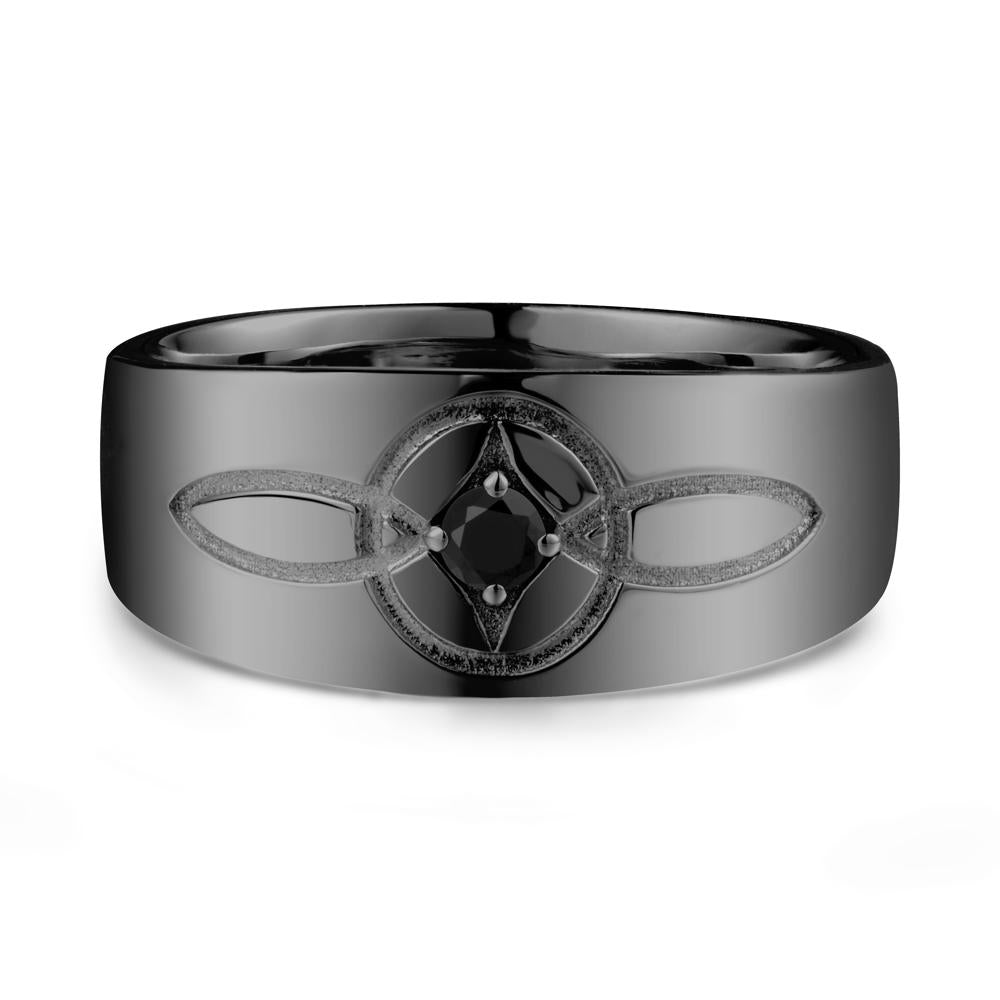 Celtic Knot Black Spinel Man Ring - LUO Jewelry #metal_black finish sterling silver