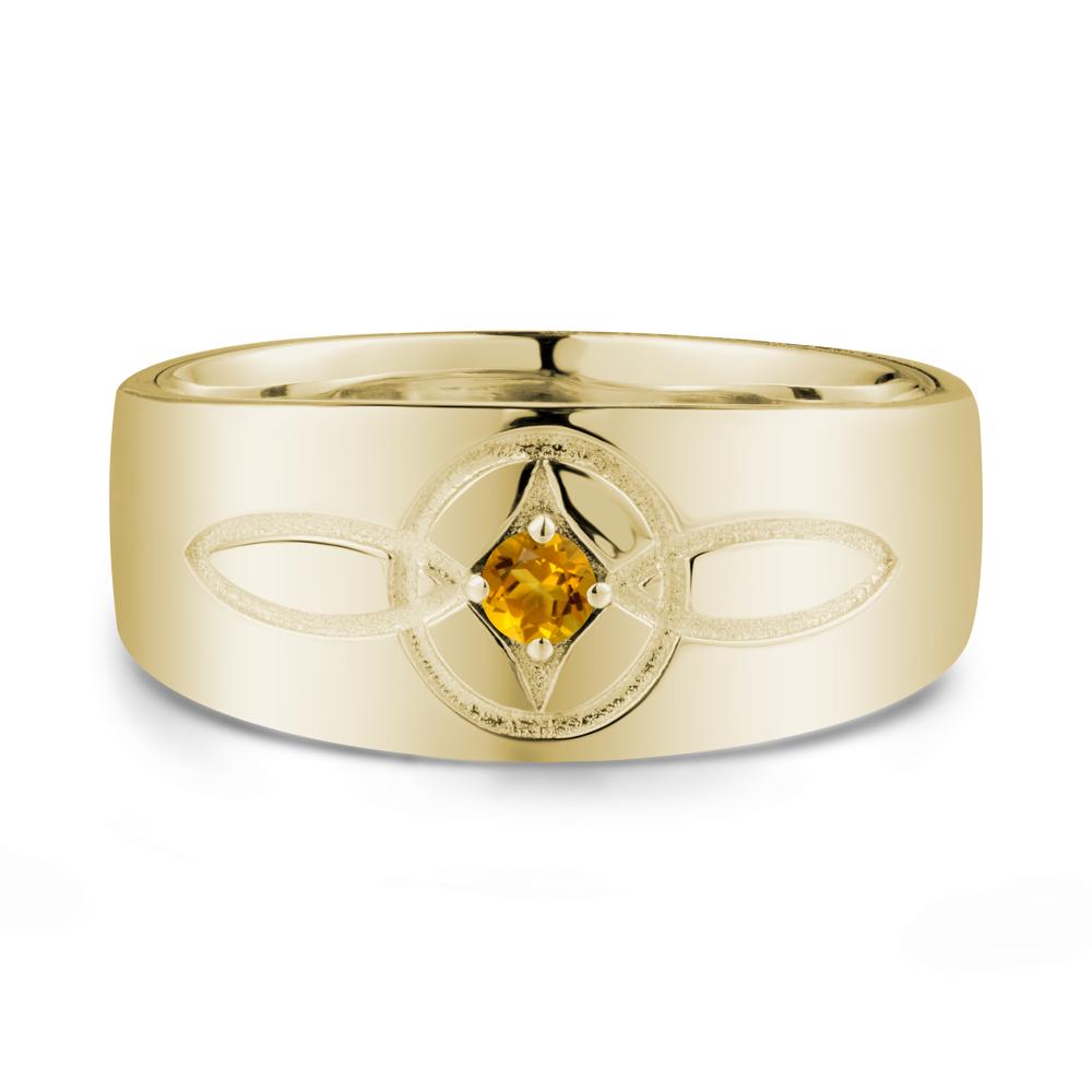 Wide Band Citrine Ring with Celtic Knot - LUO Jewelry #metal_14k yellow gold