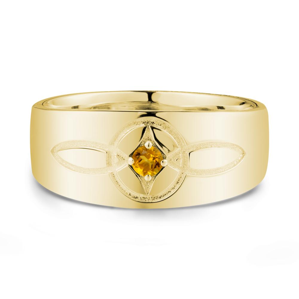 Wide Band Citrine Ring with Celtic Knot - LUO Jewelry #metal_18k yellow gold