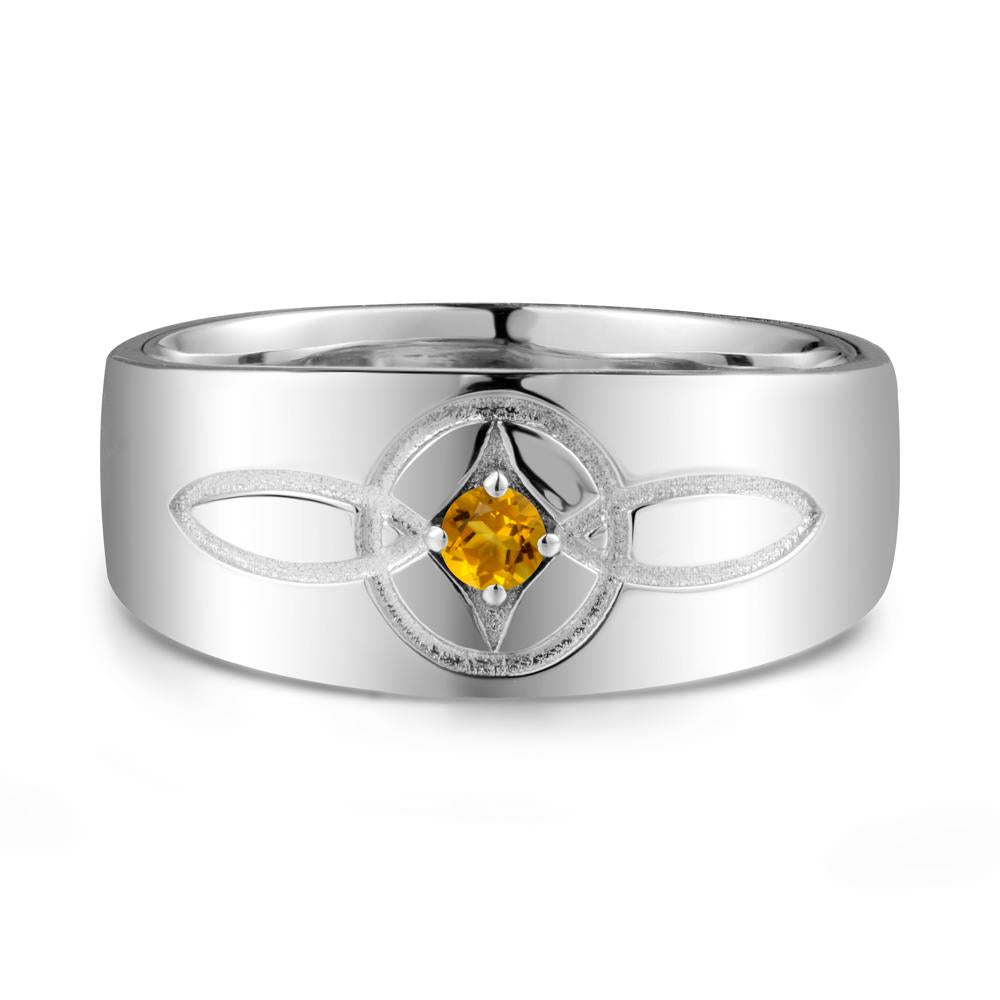 Wide Band Citrine Ring with Celtic Knot - LUO Jewelry #metal_sterling silver