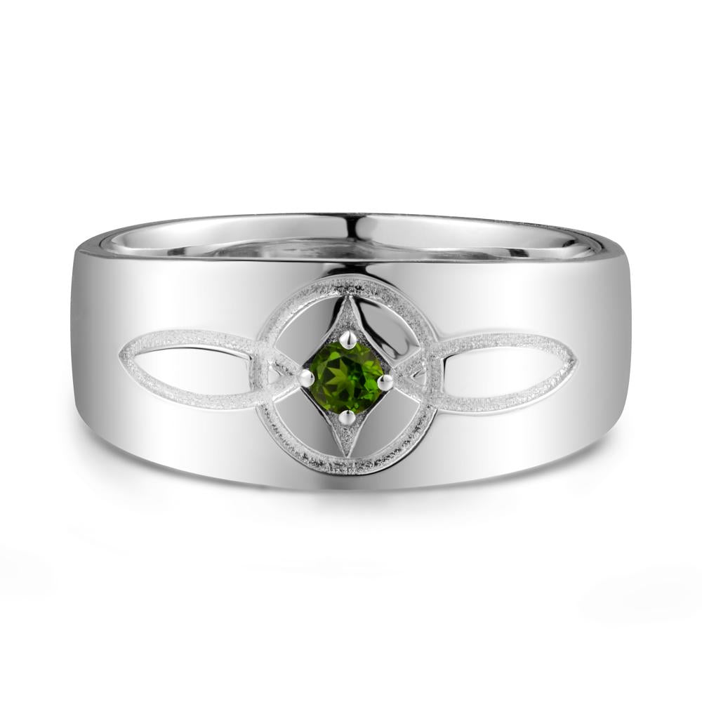 Man Simple Celtic Knot Diopside Ring - LUO Jewelry #metal_14k white gold