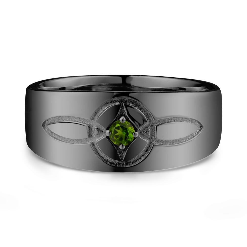 Man Simple Celtic Knot Diopside Ring - LUO Jewelry #metal_black finish sterling silver