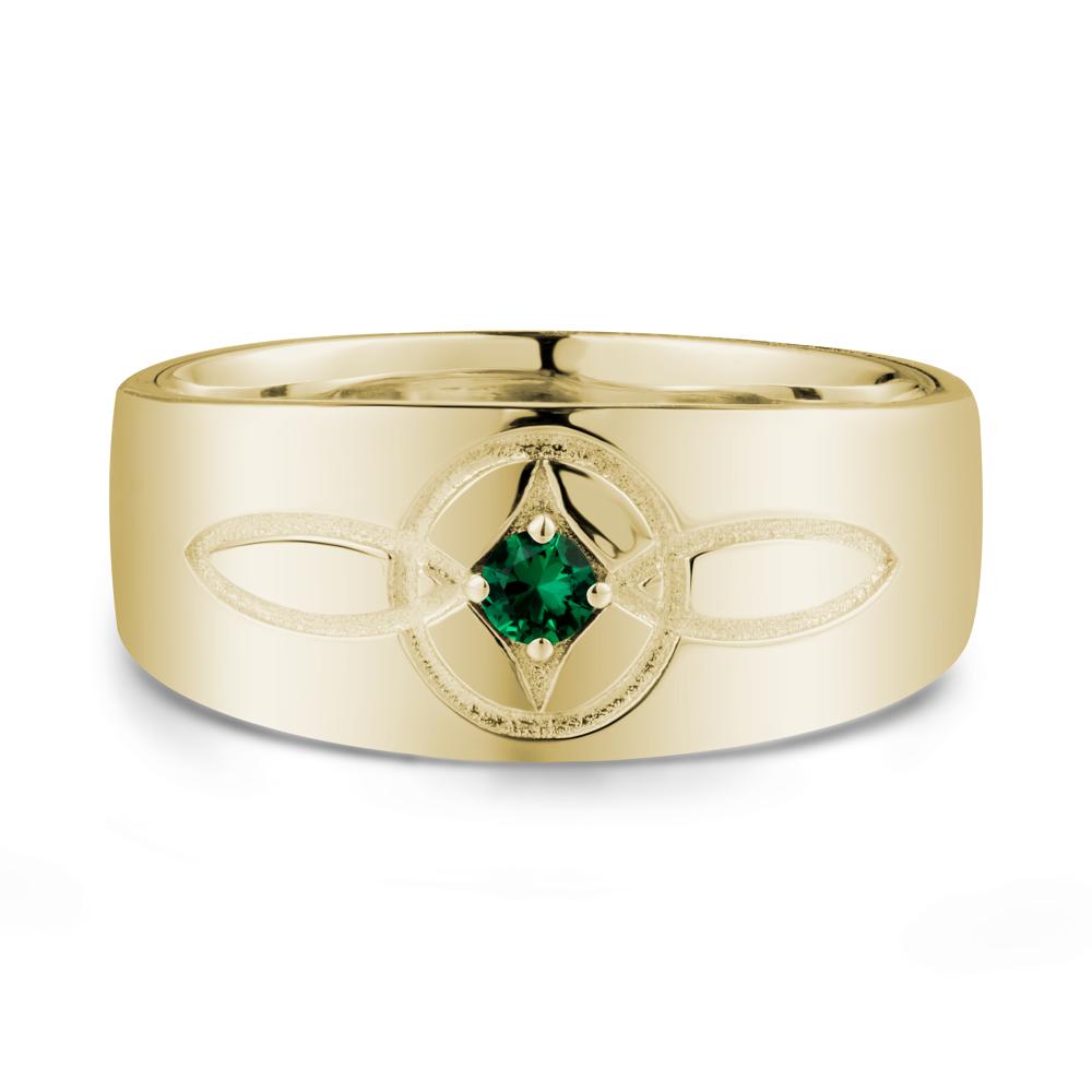 Celtic Knot Emerald Man Ring - LUO Jewelry #metal_14k yellow gold