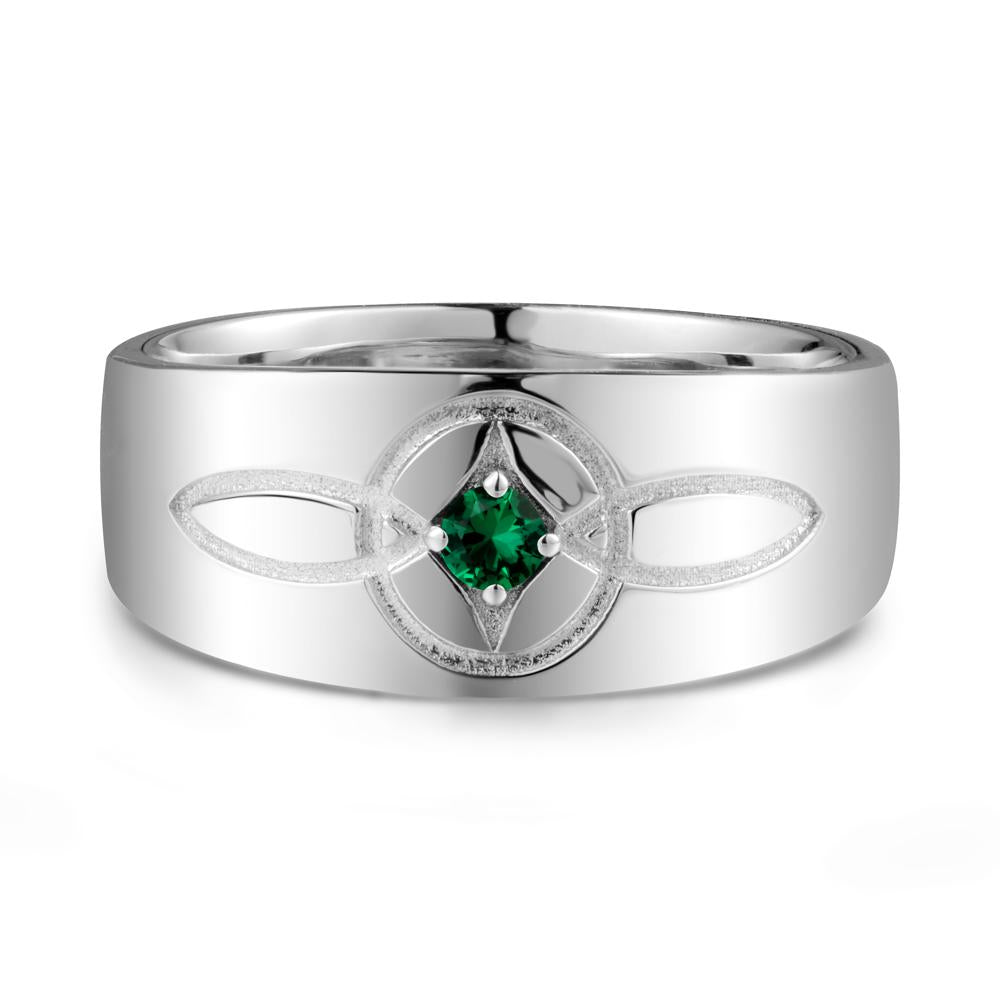 Celtic Knot Emerald Man Ring - LUO Jewelry #metal_18k white gold