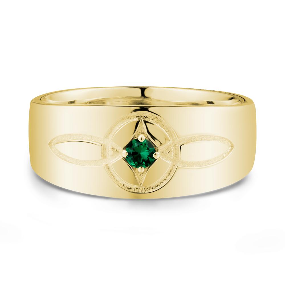Celtic Knot Emerald Man Ring - LUO Jewelry #metal_18k yellow gold