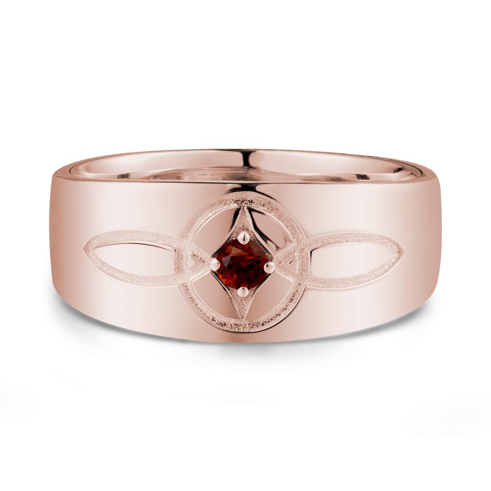Wide Band Garnet Ring with Celtic Knot - LUO Jewelry #metal_14k rose gold