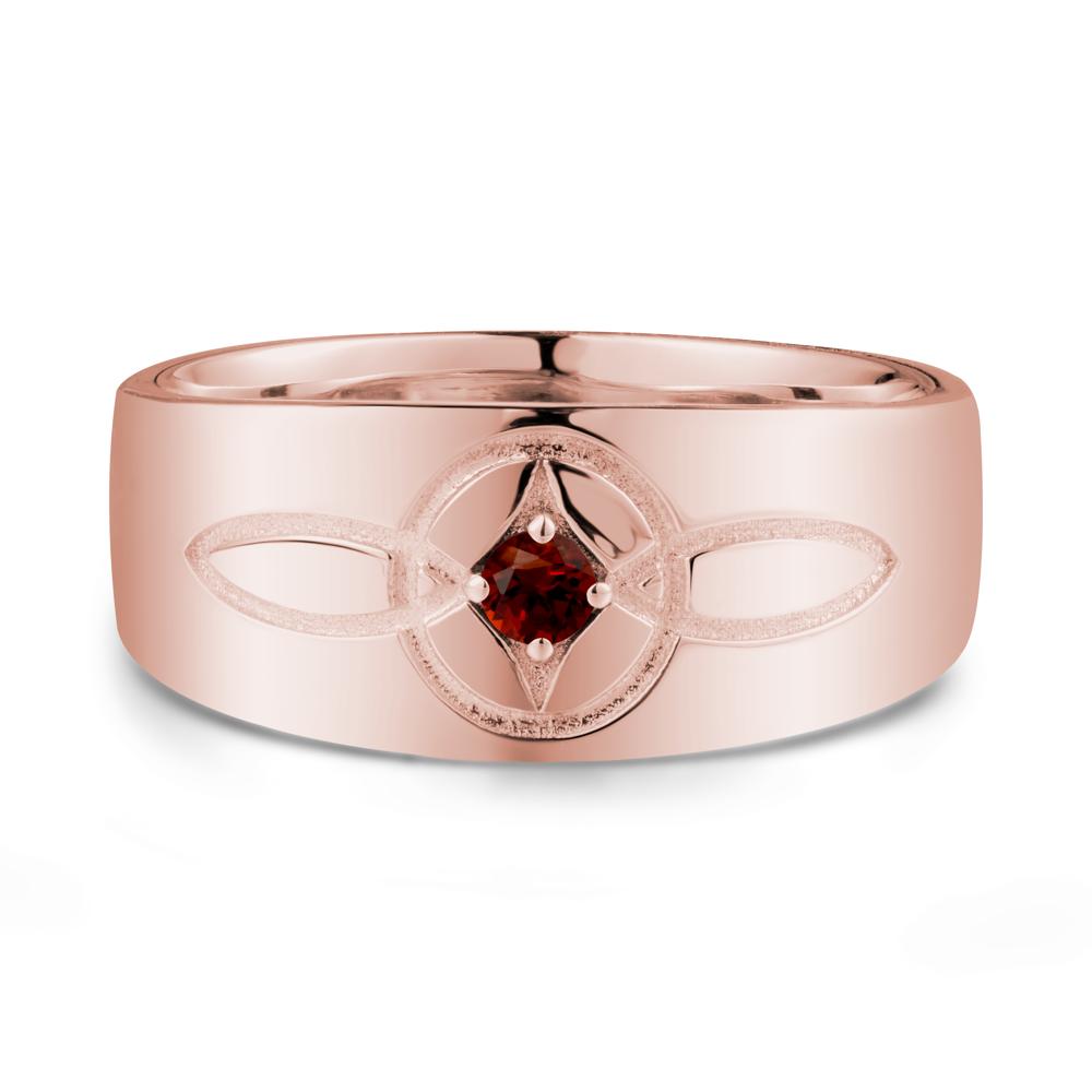 Wide Band Garnet Ring with Celtic Knot - LUO Jewelry #metal_18k rose gold