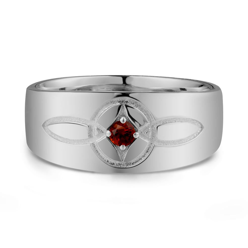 Wide Band Garnet Ring with Celtic Knot - LUO Jewelry #metal_platinum