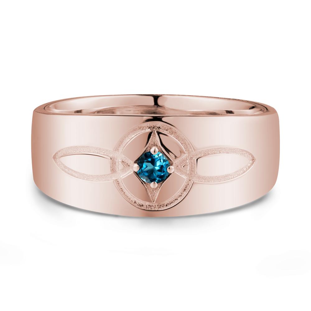 Man Simple Celtic Knot London Blue Topaz Ring - LUO Jewelry #metal_14k rose gold