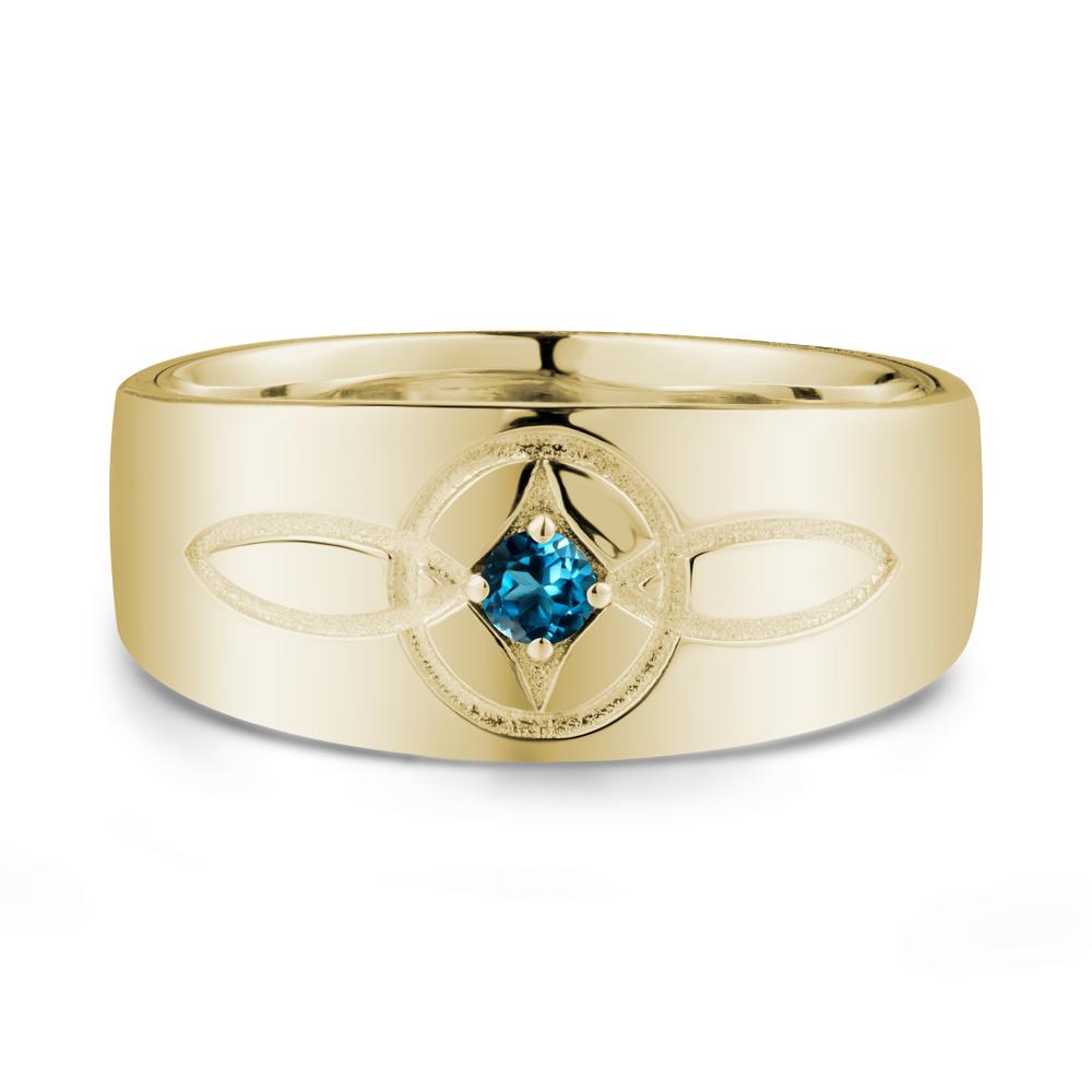 Man Simple Celtic Knot London Blue Topaz Ring - LUO Jewelry #metal_14k yellow gold